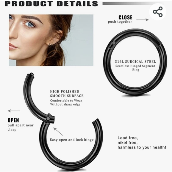 Stainless Steel Hoop Rings - Picture 4 of 8